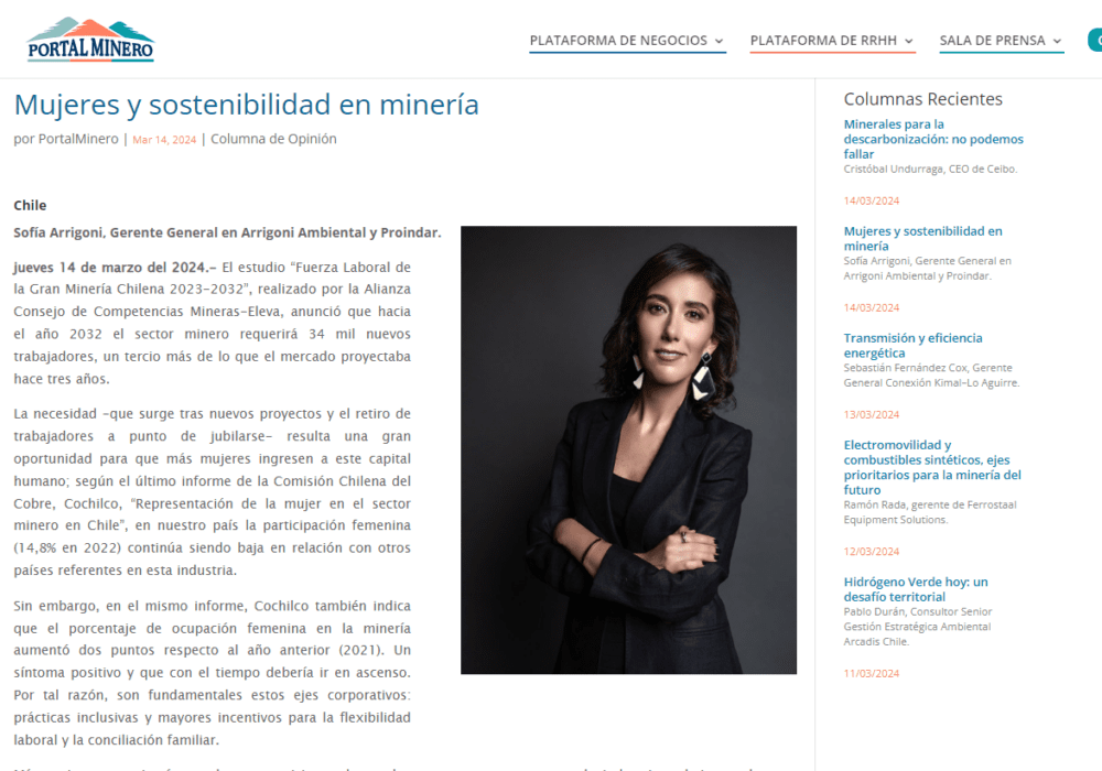 [Opinión] Mujeres y sostenibilidad en minería
