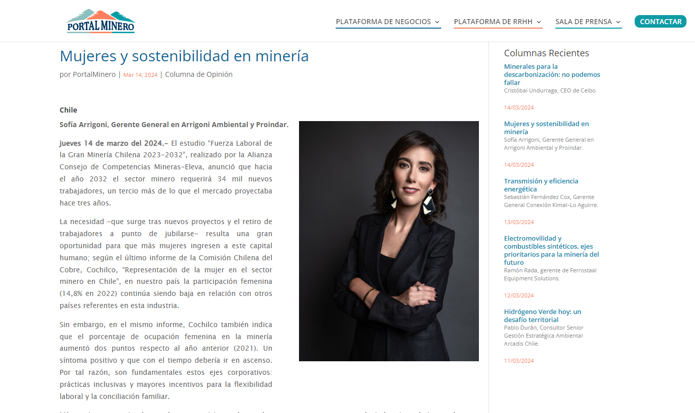 [Opinión] Mujeres y sostenibilidad en minería