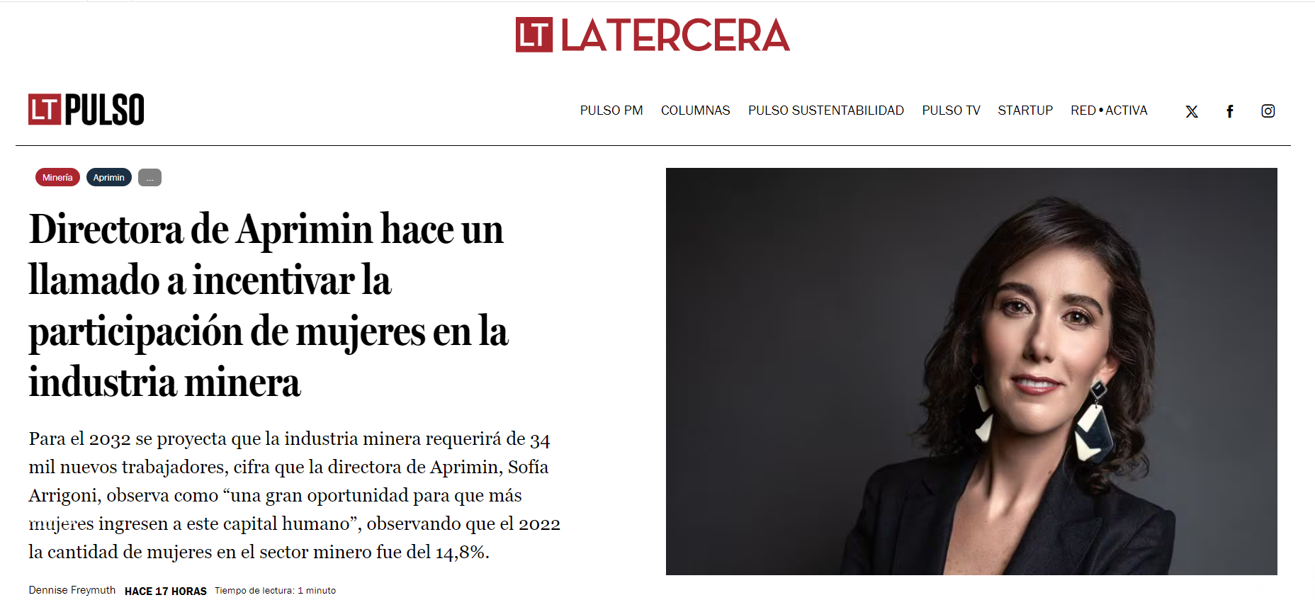[Prensa] Gerente General de Proindar hace un llamado a incentivar la participación de mujeres en la industria minera