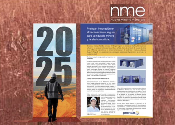 Proindar en Revista Nueva Minería y Energía: Innovación en almacenamiento seguro para la industria minera y la electromovilidad